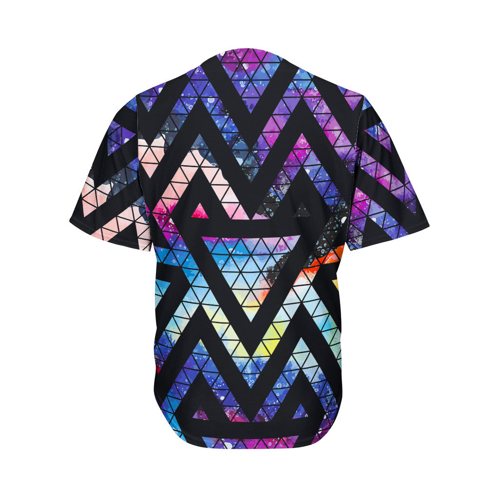 Black Triangle Galaxy Space Print Men's Baseball Jersey