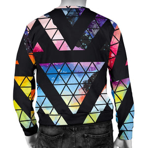 Black Triangle Galaxy Space Print Men's Crewneck Sweatshirt GearFrost