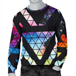 Black Triangle Galaxy Space Print Men's Crewneck Sweatshirt GearFrost