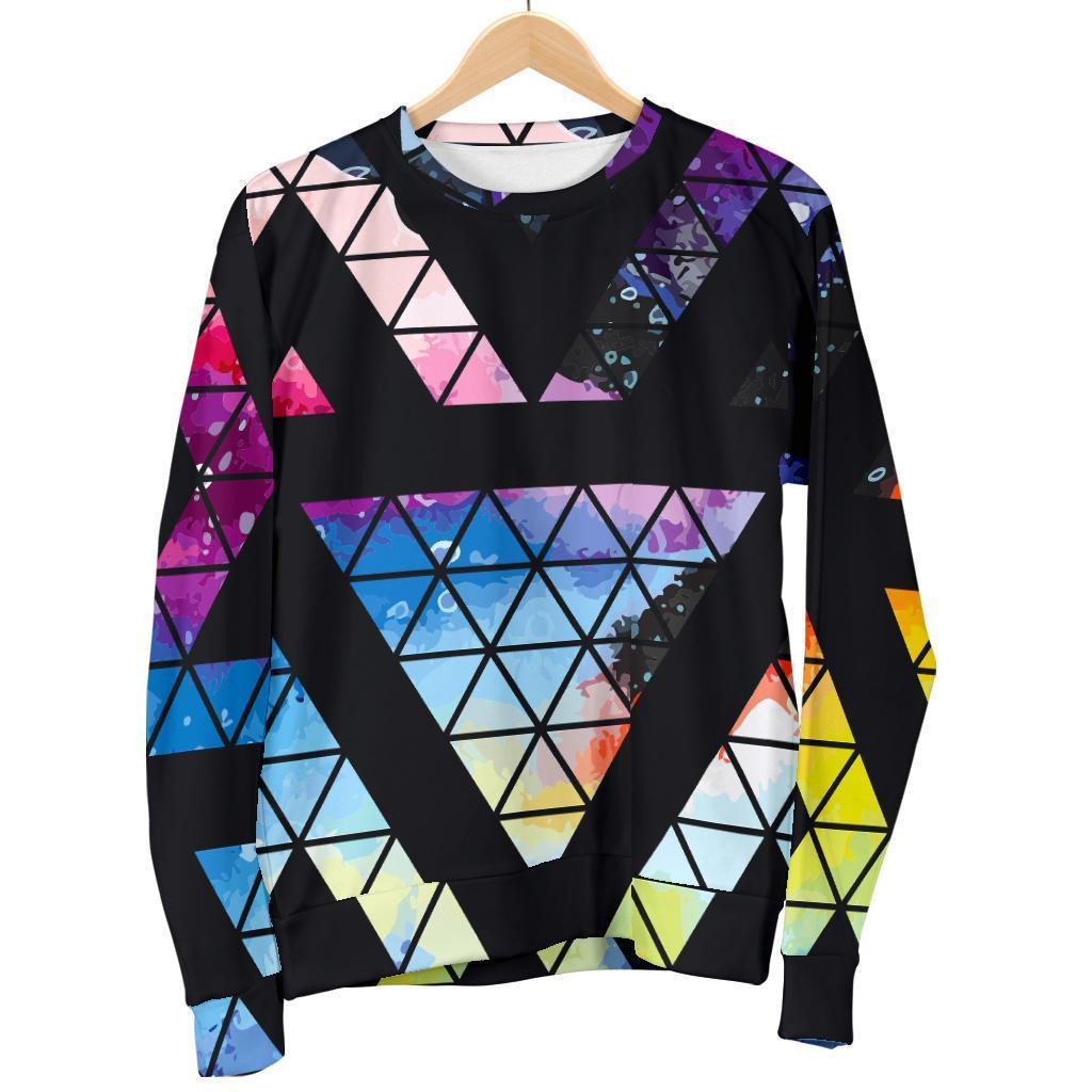 Black Triangle Galaxy Space Print Men's Crewneck Sweatshirt GearFrost