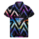 Black Triangle Galaxy Space Print Men's Short Sleeve Shirt