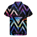 Black Triangle Galaxy Space Print Men's Short Sleeve Shirt