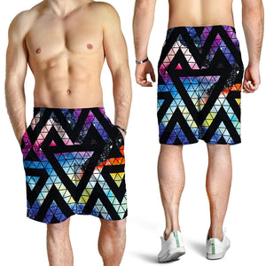 Black Triangle Galaxy Space Print Men's Shorts