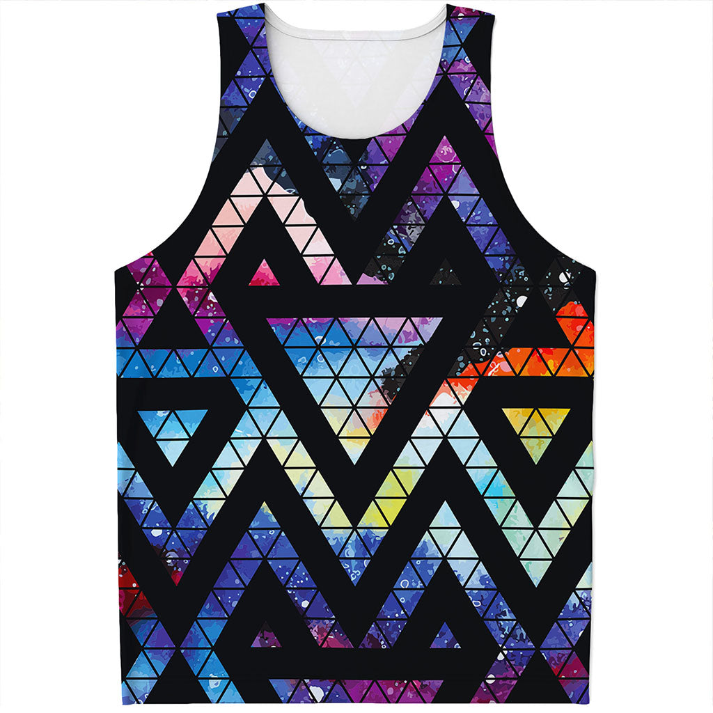 Black Triangle Galaxy Space Print Men's Tank Top