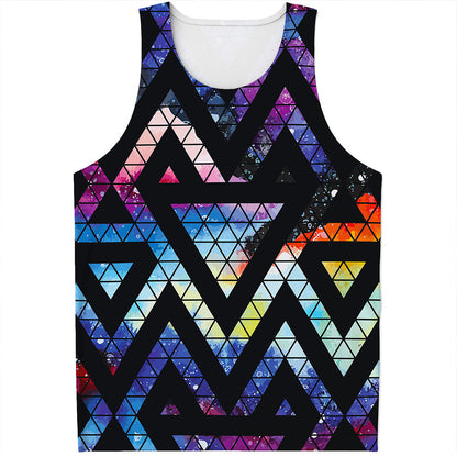 Black Triangle Galaxy Space Print Men's Tank Top