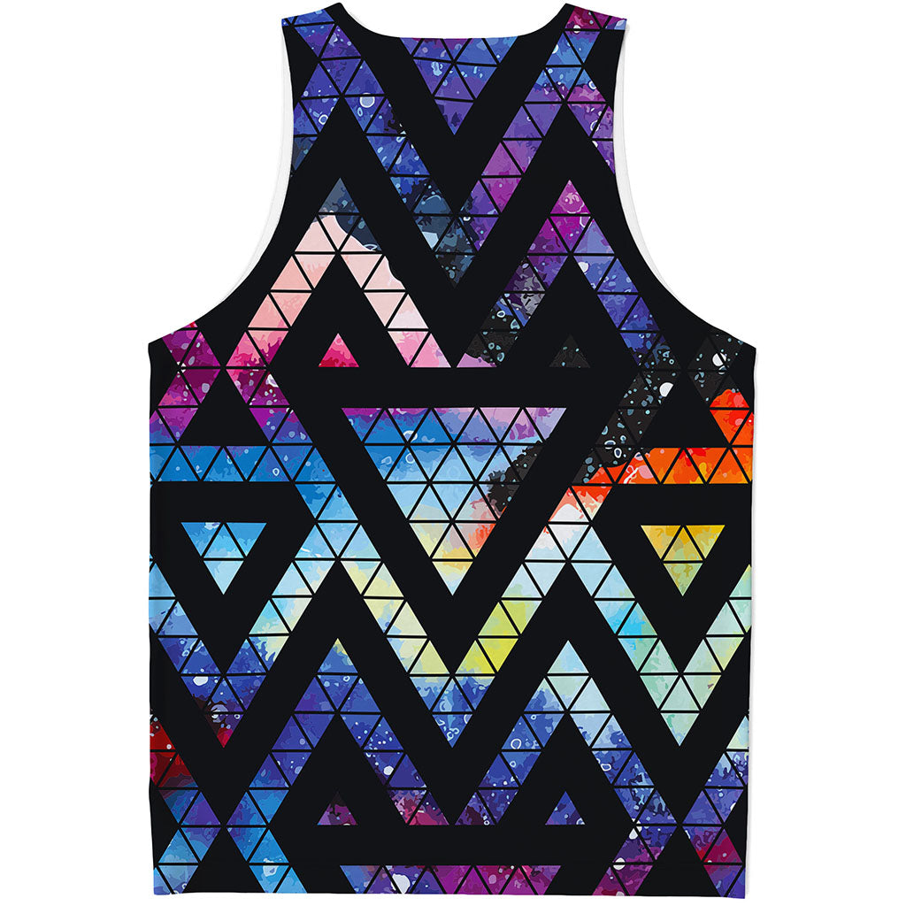 Black Triangle Galaxy Space Print Men's Tank Top