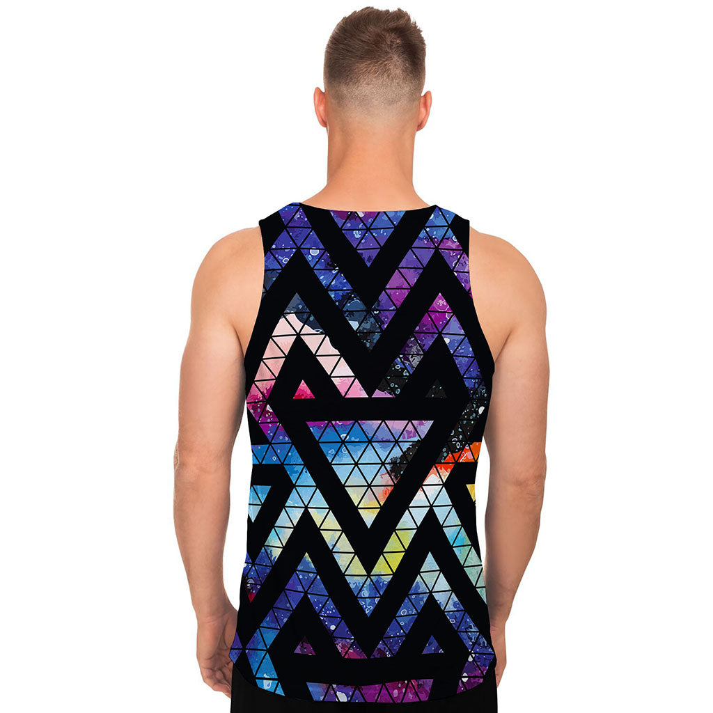 Black Triangle Galaxy Space Print Men's Tank Top