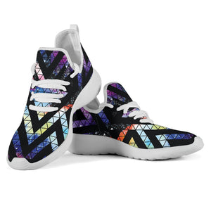 Black Triangle Galaxy Space Print Mesh Knit Shoes GearFrost