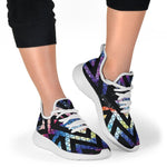 Black Triangle Galaxy Space Print Mesh Knit Shoes GearFrost