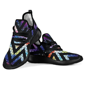 Black Triangle Galaxy Space Print Mesh Knit Shoes GearFrost