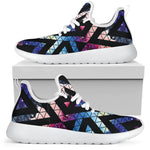 Black Triangle Galaxy Space Print Mesh Knit Shoes GearFrost