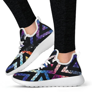 Black Triangle Galaxy Space Print Mesh Knit Shoes GearFrost