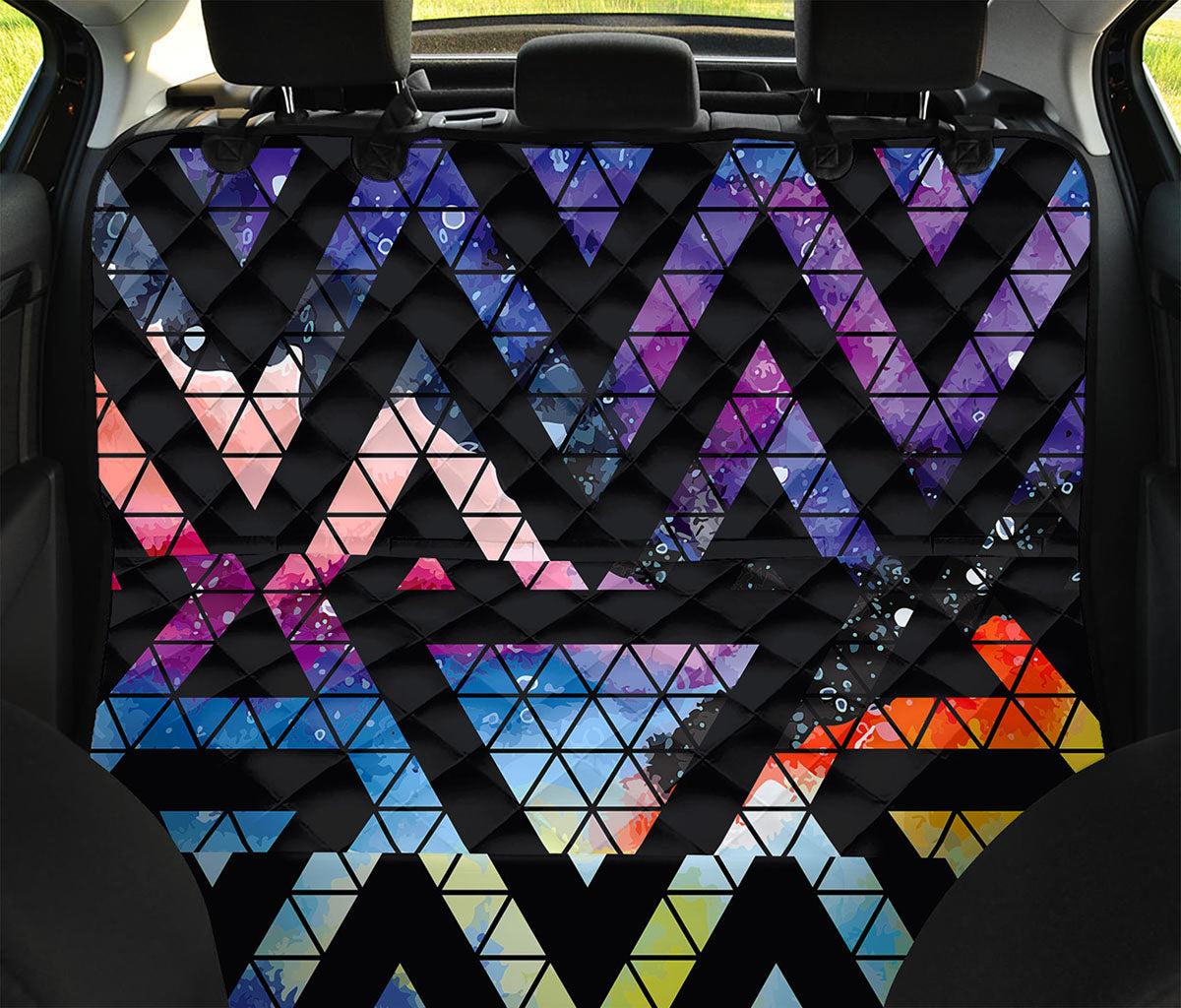 Black Triangle Galaxy Space Print Pet Car Back Seat Cover