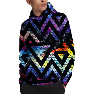 Black Triangle Galaxy Space Print Pullover Hoodie