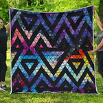 Black Triangle Galaxy Space Print Quilt