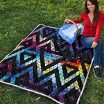 Black Triangle Galaxy Space Print Quilt