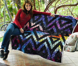 Black Triangle Galaxy Space Print Quilt