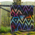 Black Triangle Galaxy Space Print Quilt