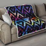 Black Triangle Galaxy Space Print Quilt