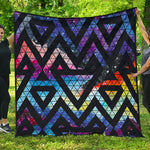 Black Triangle Galaxy Space Print Quilt