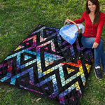 Black Triangle Galaxy Space Print Quilt