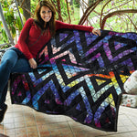 Black Triangle Galaxy Space Print Quilt