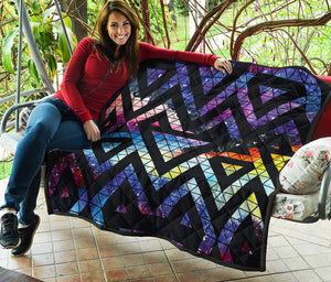 Black Triangle Galaxy Space Print Quilt