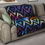 Black Triangle Galaxy Space Print Quilt