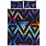 Black Triangle Galaxy Space Print Quilt Bed Set