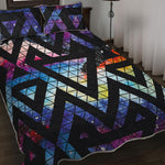 Black Triangle Galaxy Space Print Quilt Bed Set