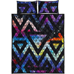 Black Triangle Galaxy Space Print Quilt Bed Set