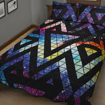 Black Triangle Galaxy Space Print Quilt Bed Set