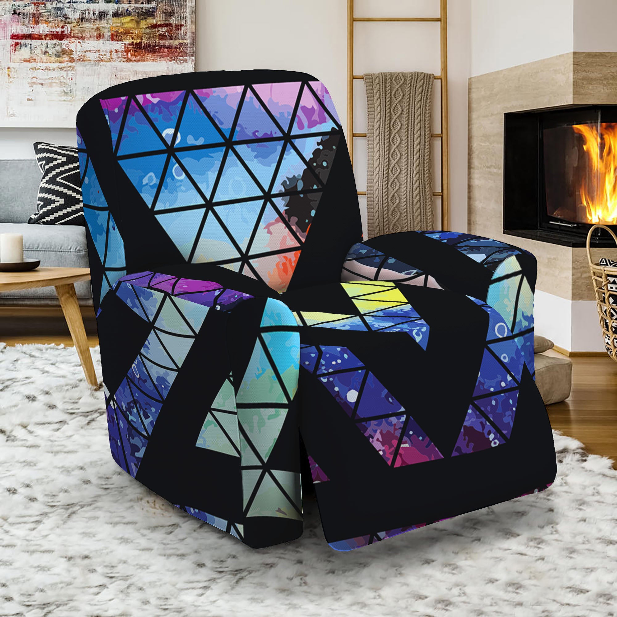 Black Triangle Galaxy Space Print Recliner Slipcover