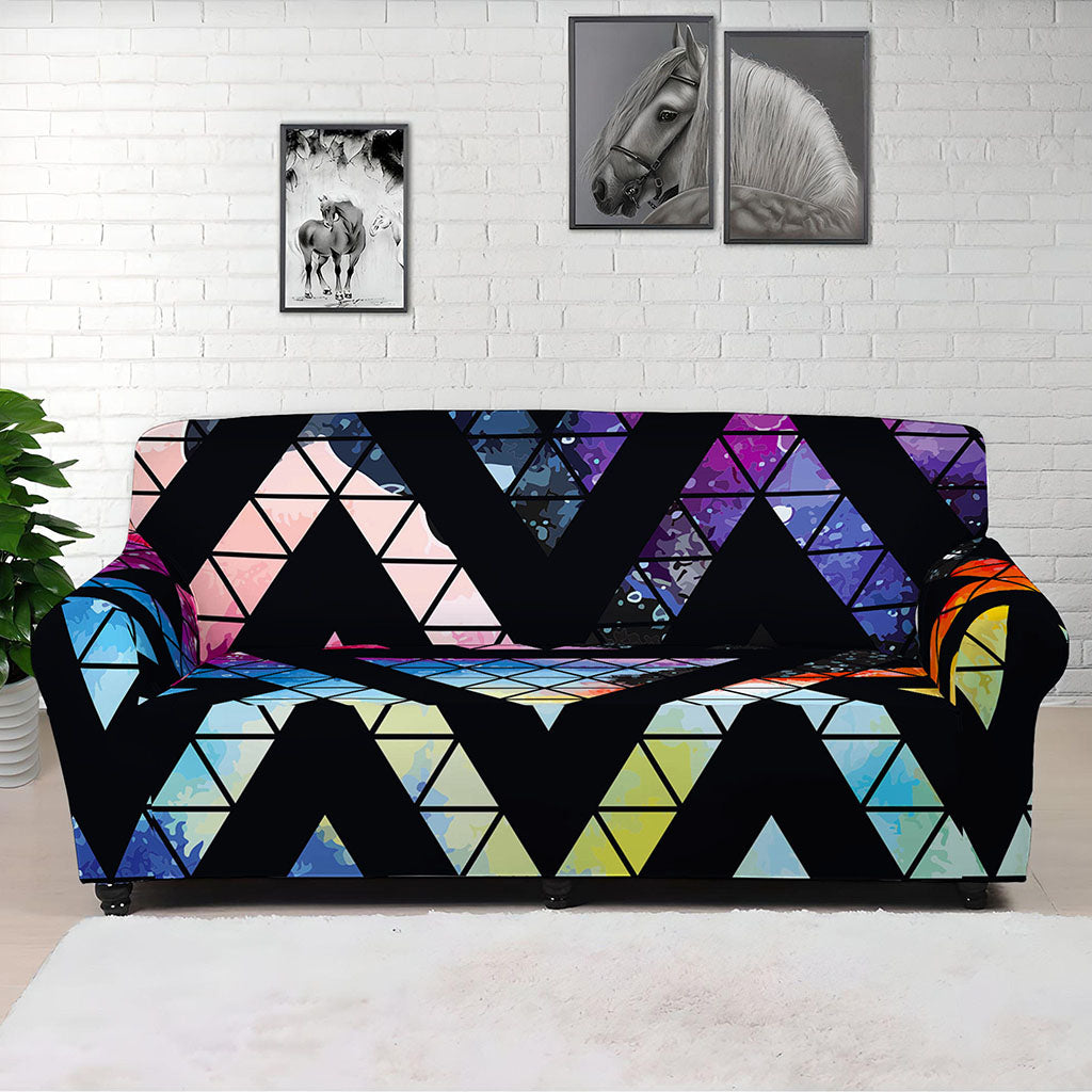 Black Triangle Galaxy Space Print Sofa Cover