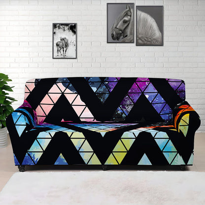 Black Triangle Galaxy Space Print Sofa Cover