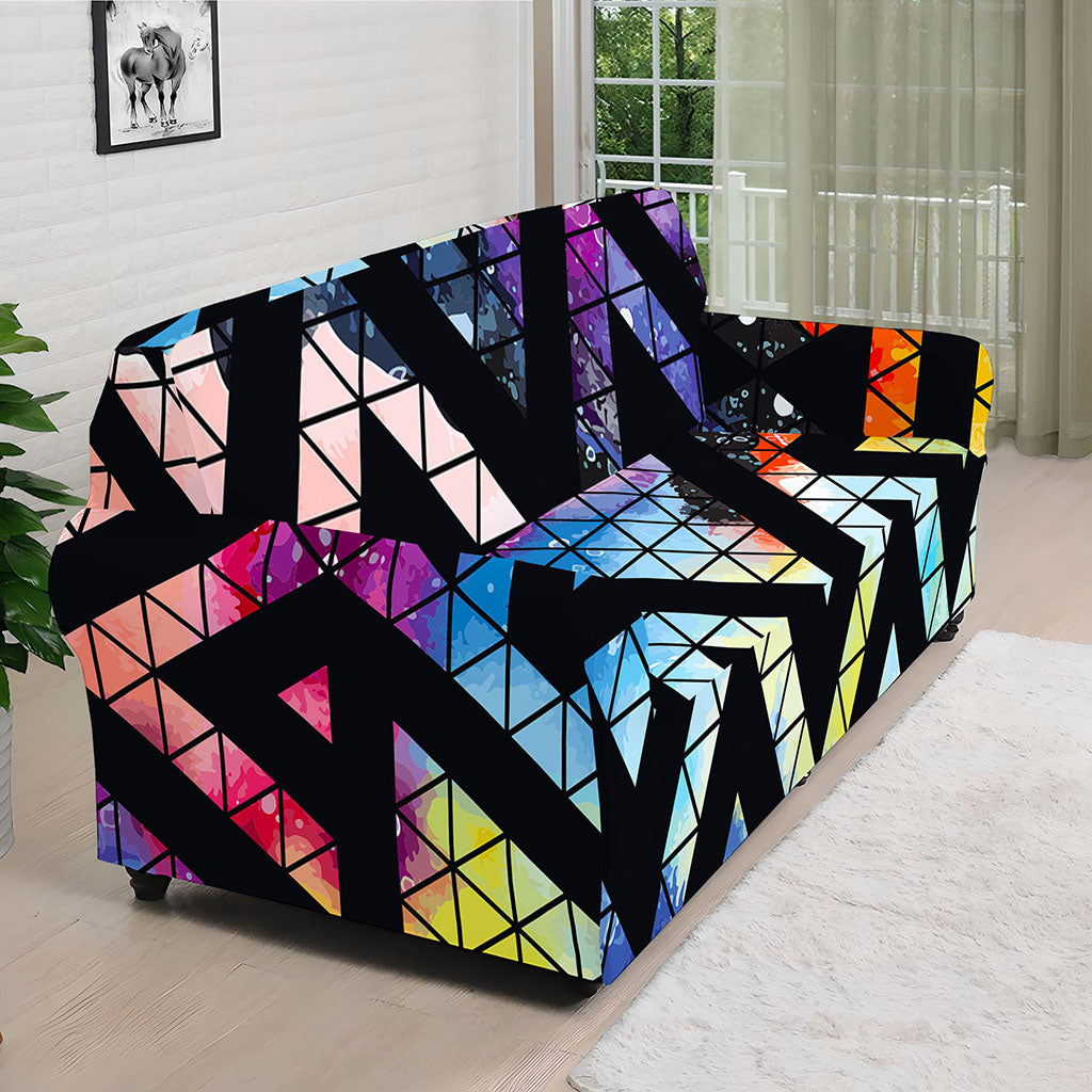 Black Triangle Galaxy Space Print Sofa Cover