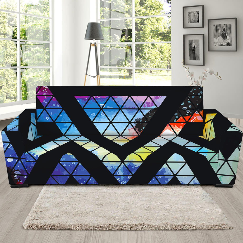 Black Triangle Galaxy Space Print Sofa Slipcover