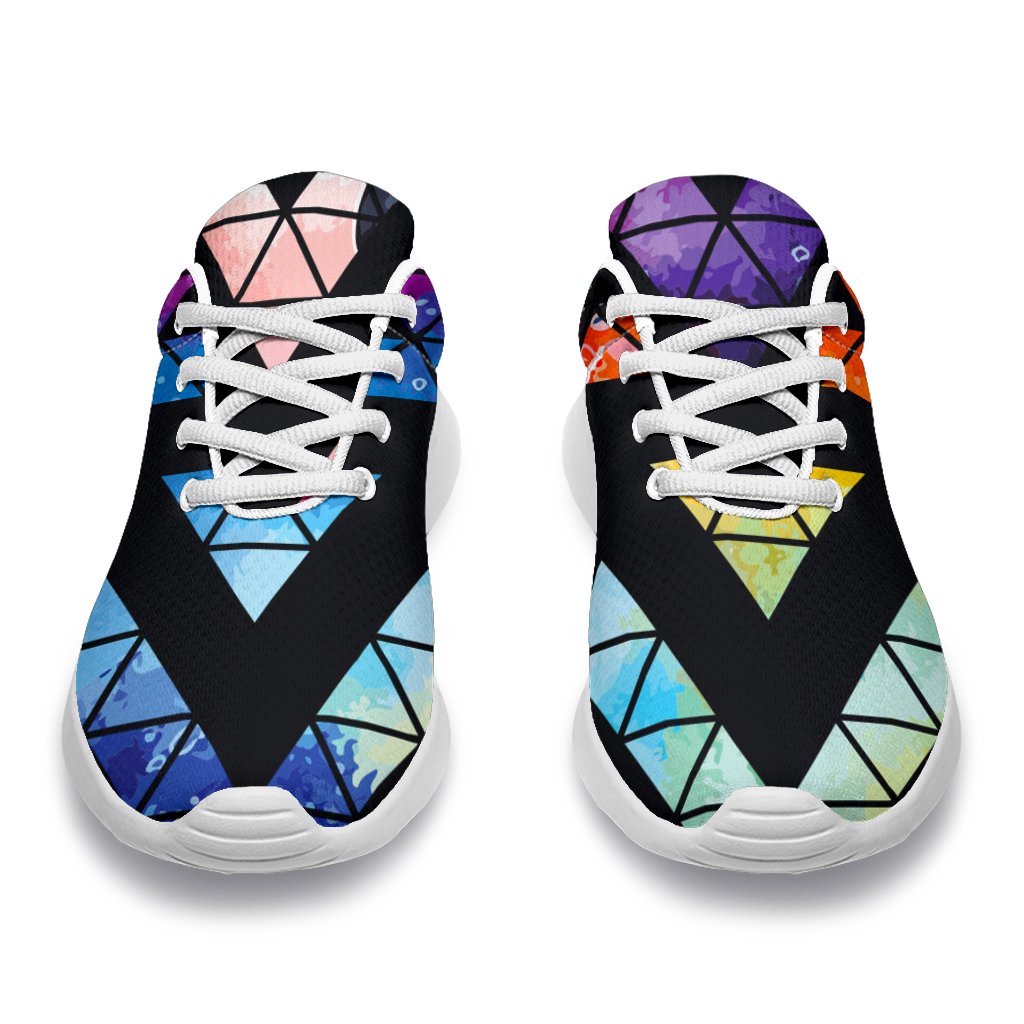 Black Triangle Galaxy Space Print Sport Shoes GearFrost