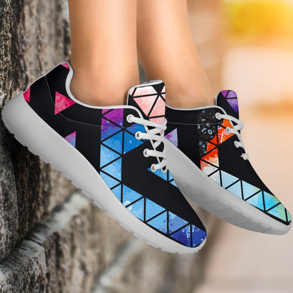 Black Triangle Galaxy Space Print Sport Shoes GearFrost