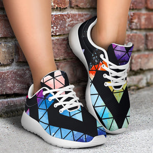 Black Triangle Galaxy Space Print Sport Shoes GearFrost