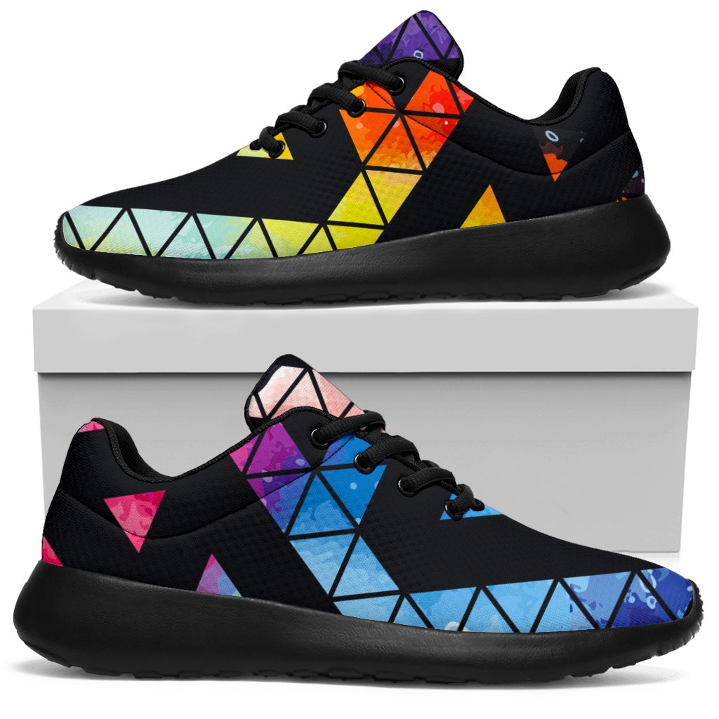 Black Triangle Galaxy Space Print Sport Shoes GearFrost