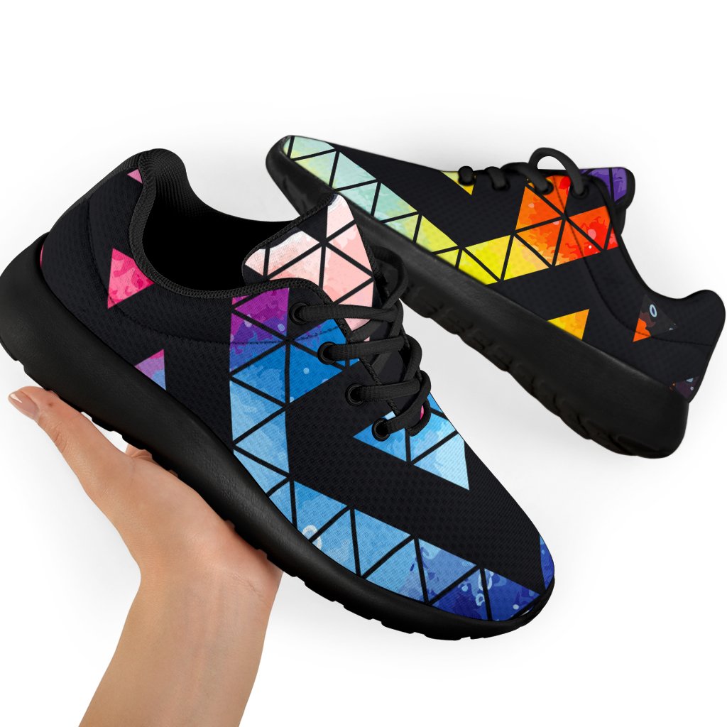 Black Triangle Galaxy Space Print Sport Shoes GearFrost