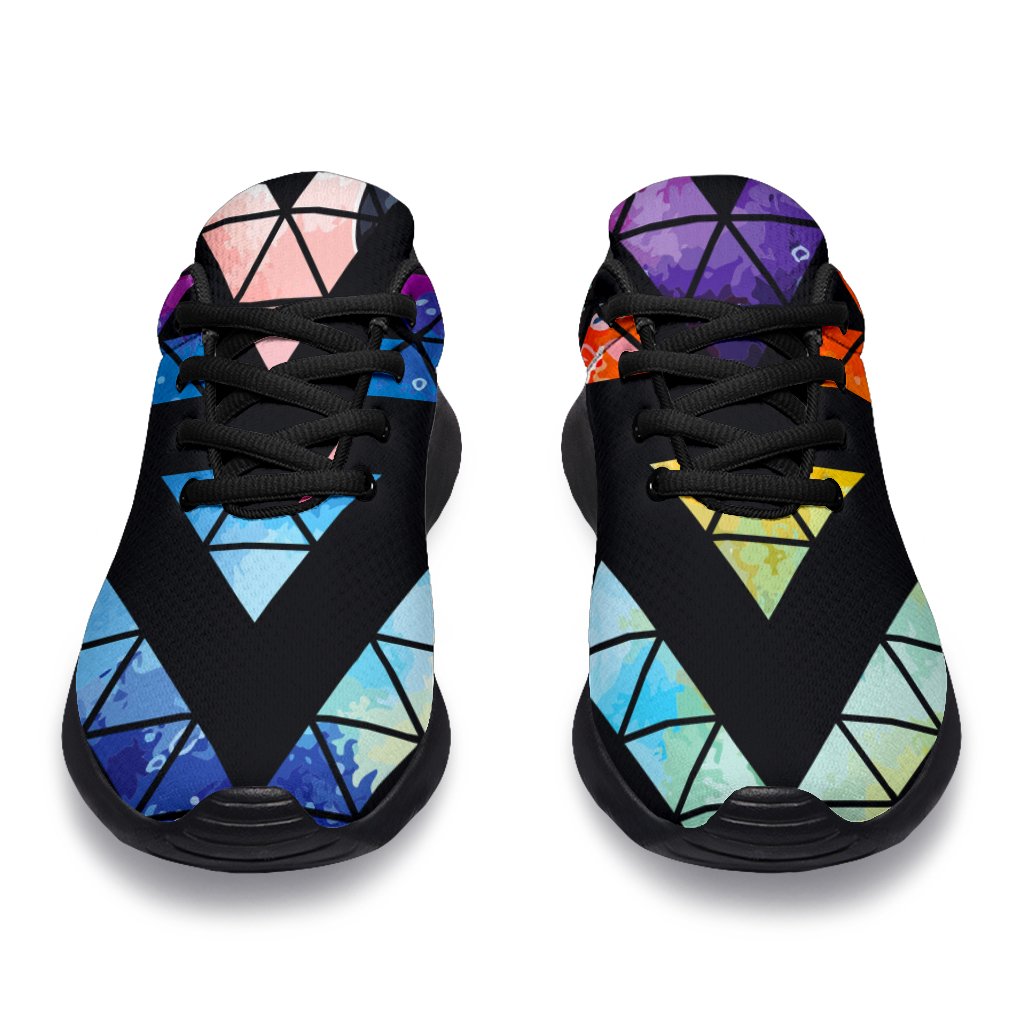 Black Triangle Galaxy Space Print Sport Shoes GearFrost