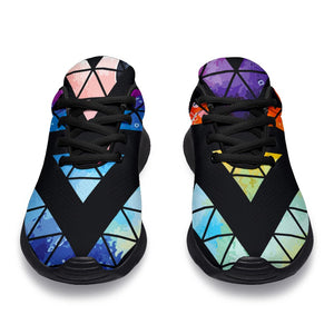 Black Triangle Galaxy Space Print Sport Shoes GearFrost