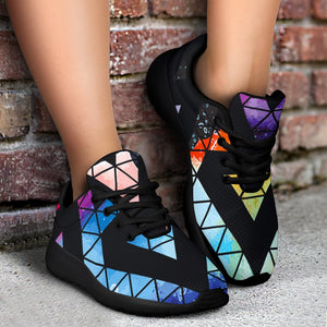 Black Triangle Galaxy Space Print Sport Shoes GearFrost