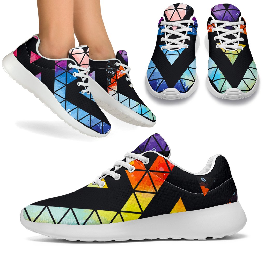 Black Triangle Galaxy Space Print Sport Shoes GearFrost