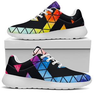 Black Triangle Galaxy Space Print Sport Shoes GearFrost