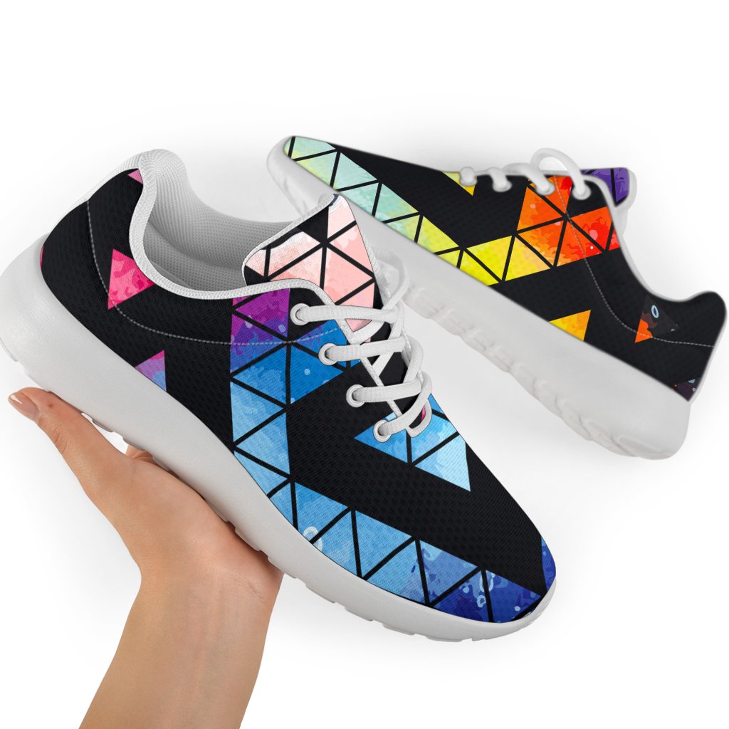 Black Triangle Galaxy Space Print Sport Shoes GearFrost