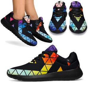 Black Triangle Galaxy Space Print Sport Shoes GearFrost