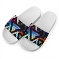 Black Triangle Galaxy Space Print White Slide Sandals